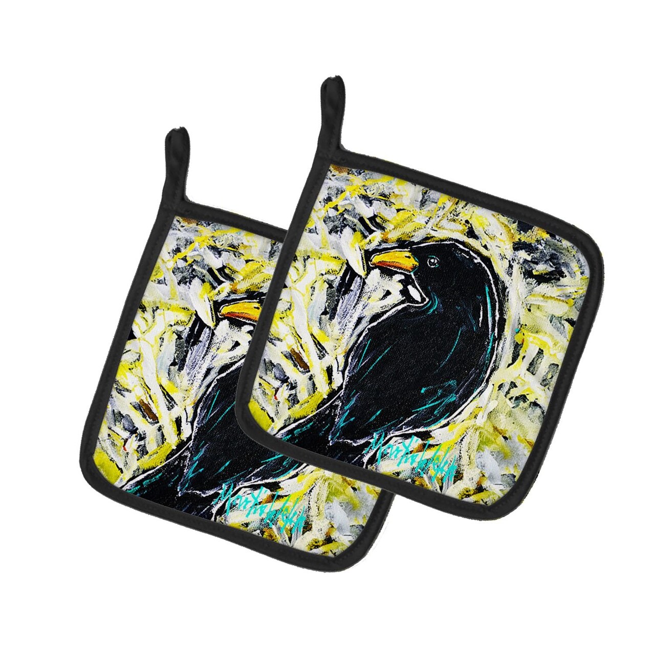 Edge Collections - 7.5" x 7.5" - Multicolor - Crow Pot Holders Colorful - 1 Pair